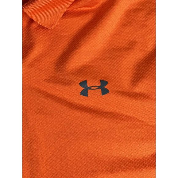 Under Armour Men's Orange Polo Shirt Short Sleeve Large Loose Heatgear Golf - Picture 4 of 8